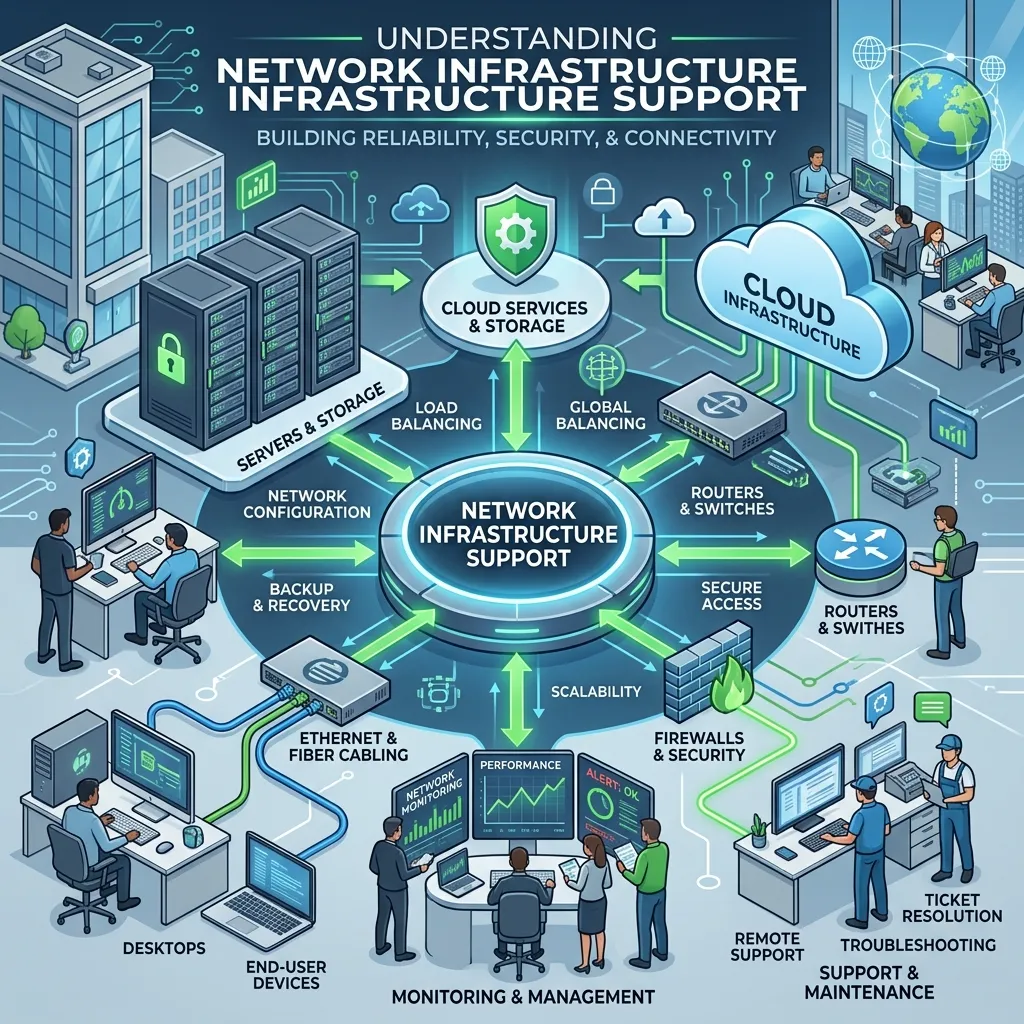 What does network infrastructure support involve